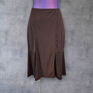 Vintage 90s Bleeker & McDougal Chocolate Brown Ruffle Pencil Skirt Size Small W7
